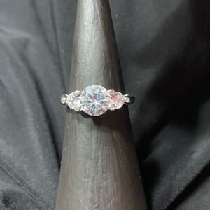 JTV vintage Sterling Silver three stone cubic Zirconia Ring!